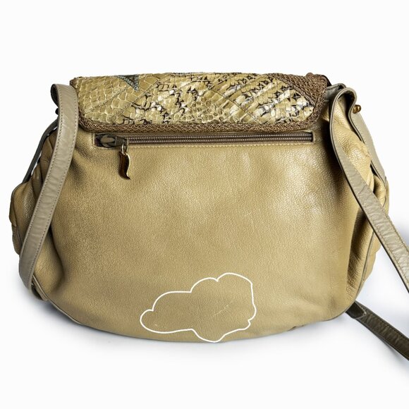 Sharif Shoulder Bag Messenger 80s Retro Snake Skin Leather Fringe Boho - Picture 6 of 10